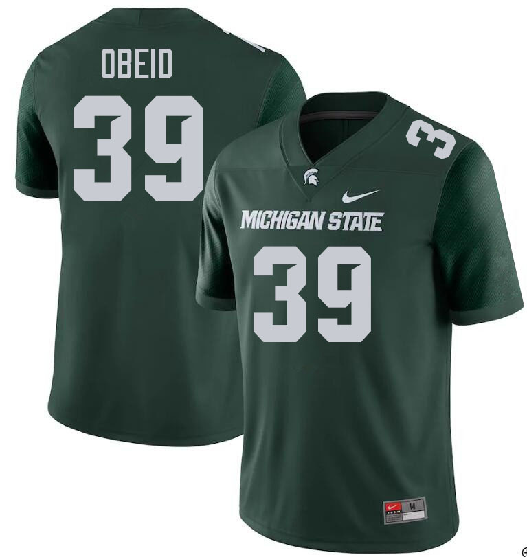 Men #39 Yousef Obeid Michigan State Spartans College Football Jerseys Stitched Sale-Green